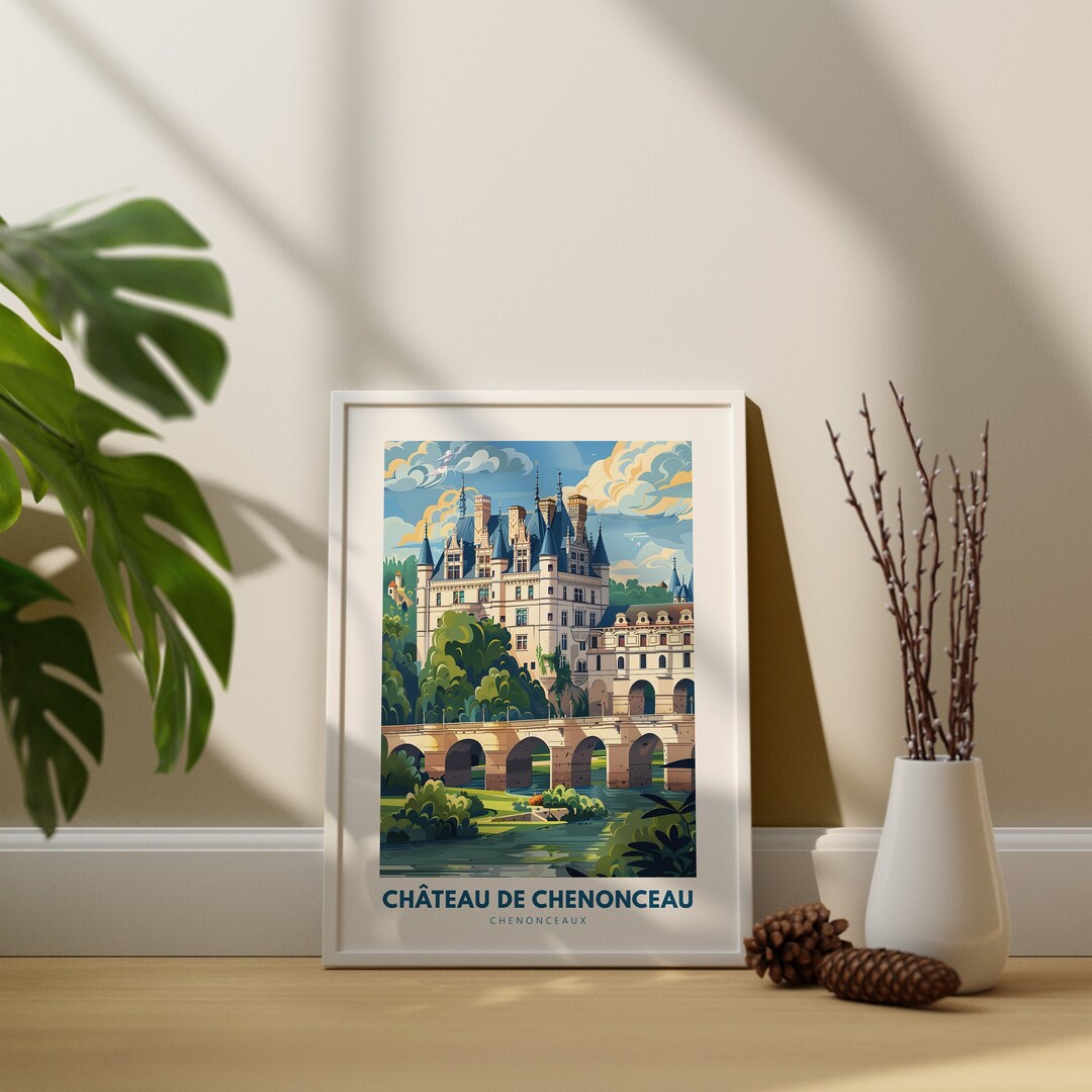 Carte Postale Vintage Château de CHENONCEAU - Marcel Travel Posters