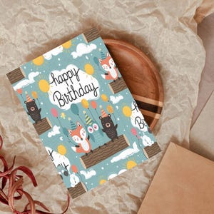 Adorable Forest Friends Birthday Card | Instant Download | Printable Card | Animal cute card