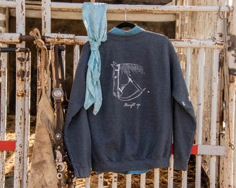 Sudadera unisex de cuello redondo Straight Up de mezcla pesada de vaquero, western y rancho