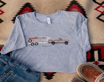 Camiseta unisex de manga corta estilo vaquero, ranchero y del oeste