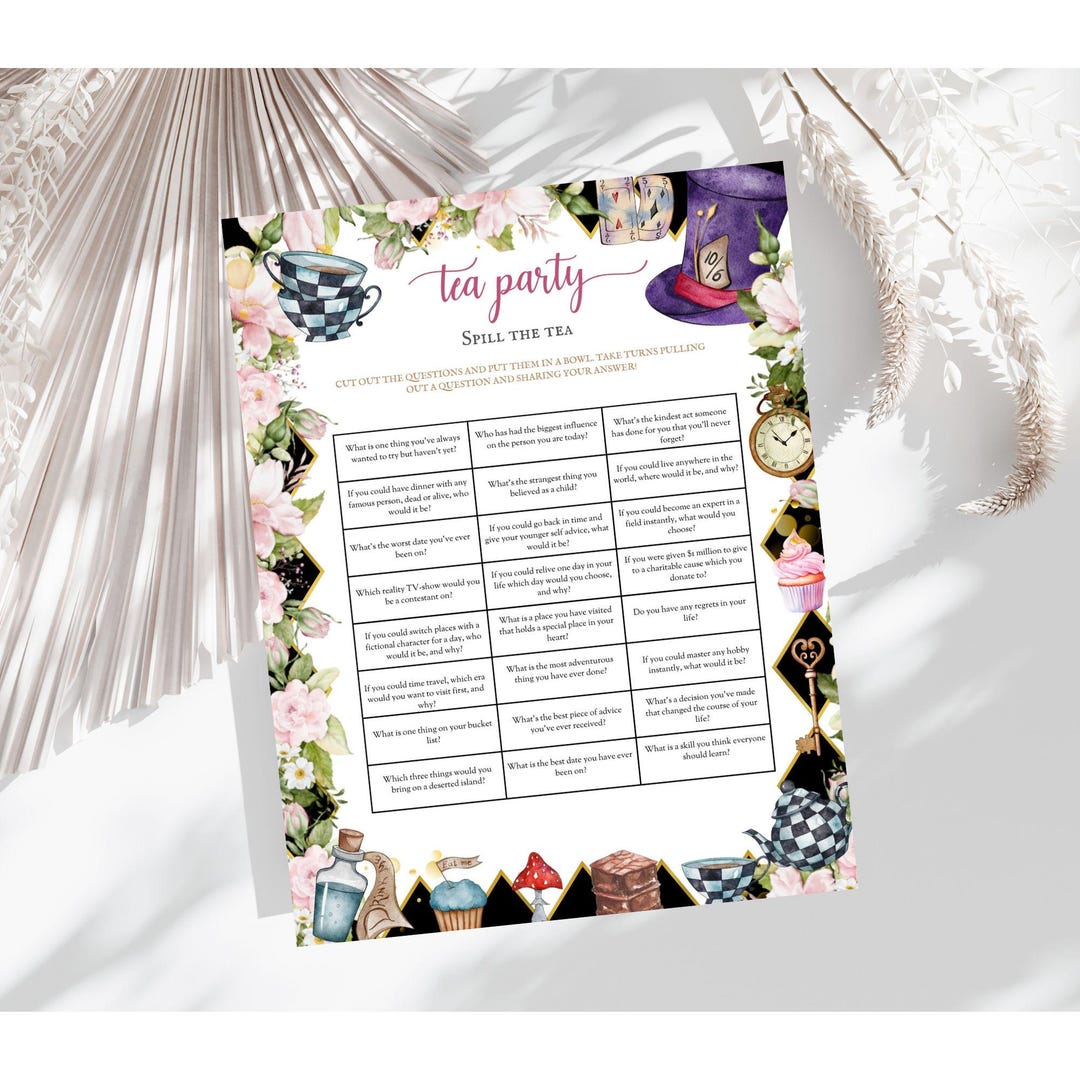 Spill the Tea Tea Party Games, Ladies Night Out, Questions Activity ...