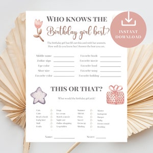 Wie kent de jarige het beste, Party Games Tweens, How Well Do You Know, afdrukbare verjaardagsvragenlijst, Instant Download Quiz