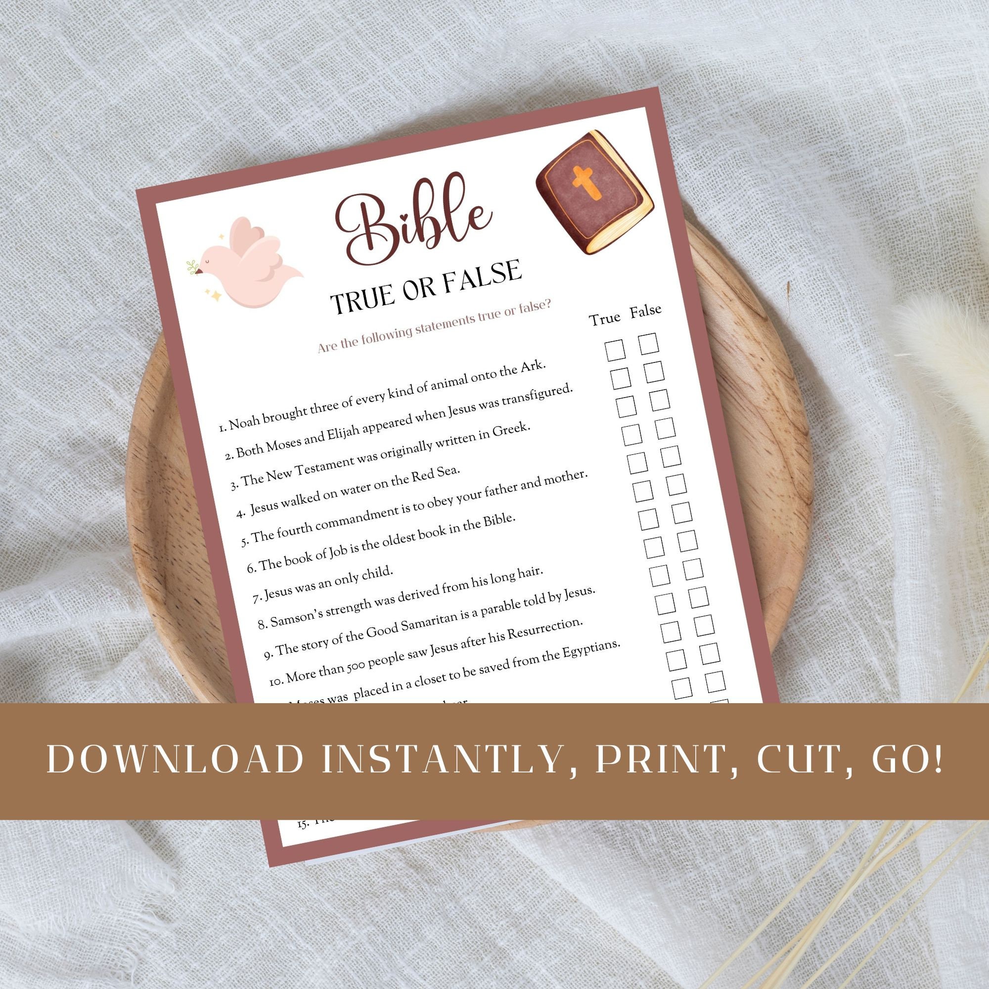 Bible True or False Trivia Game, Fun Sunday School Quiz, Christian ...