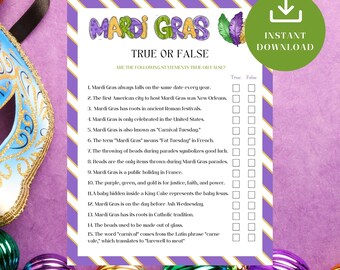 Mardi Gras Party Game, Trivia Questions, New Orleans Carnival Fun ...