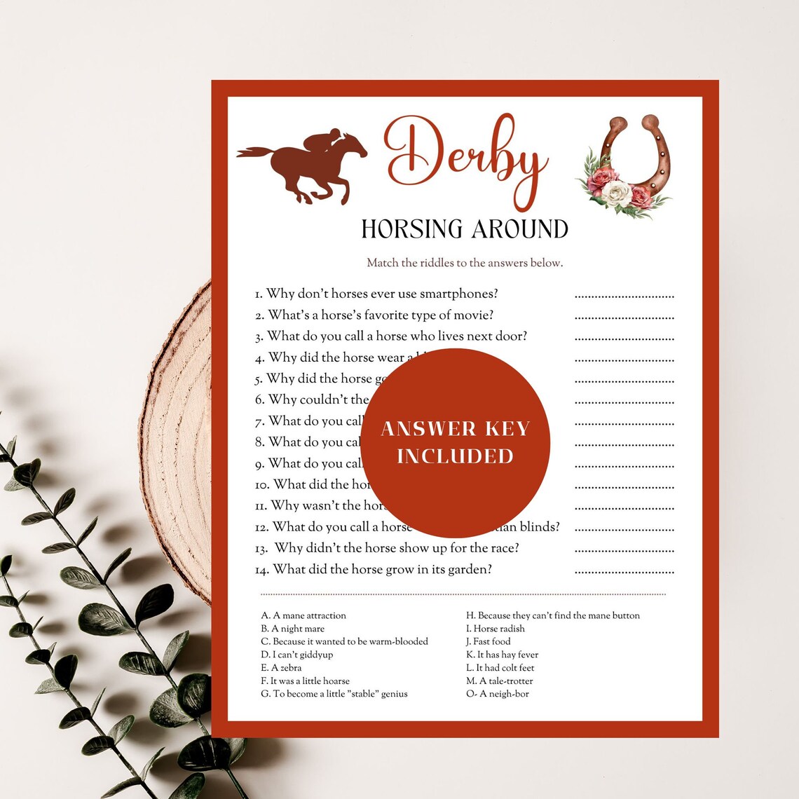 Derby Games Printable, Riddles & Jokes, Triple Crown Party, Horserace ...