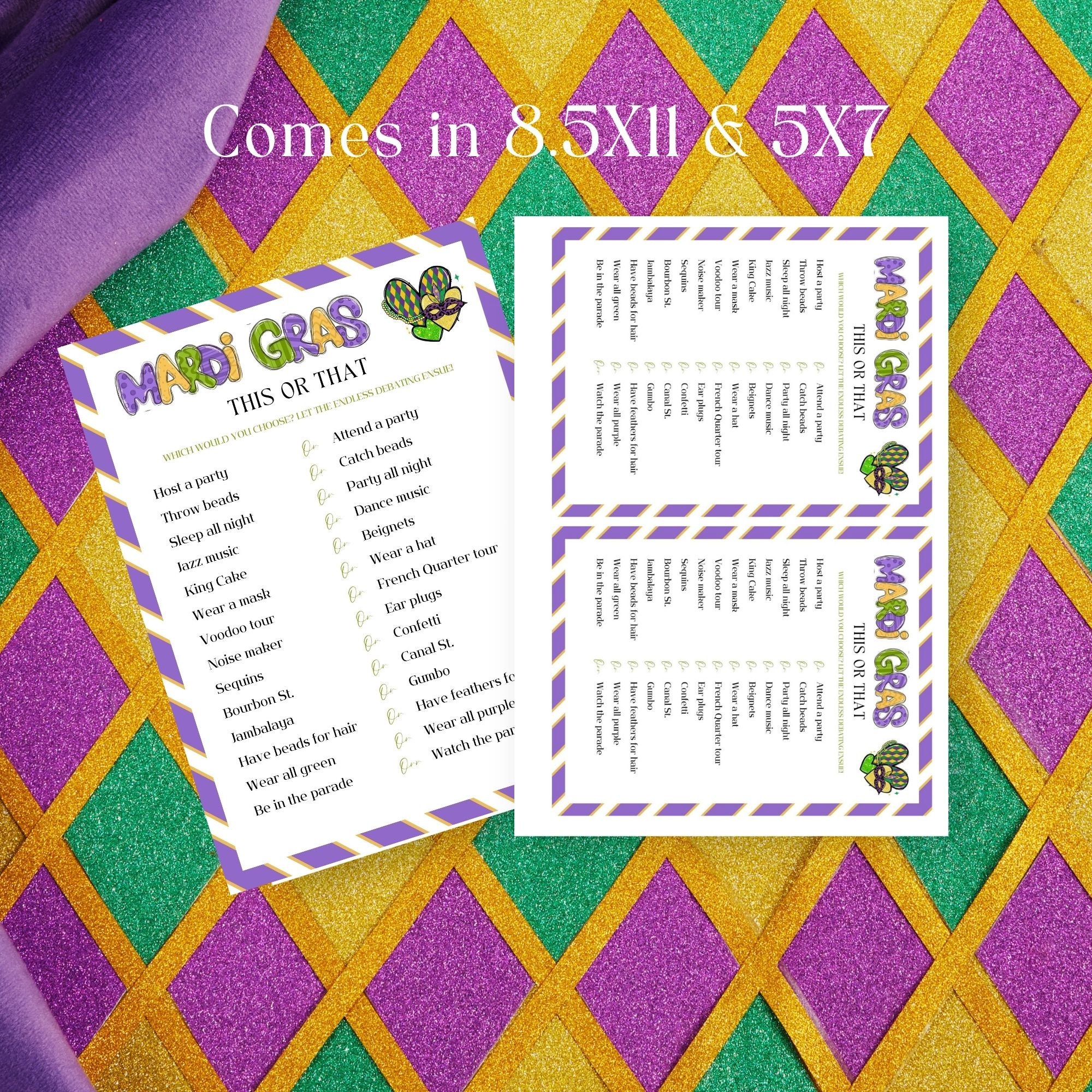 Mardi Gras Party Game, This or That, Mardi Gras Carnival Fun & Easy ...