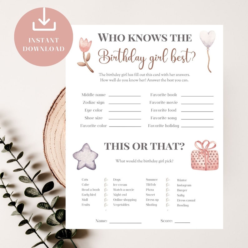 Who Knows the Birthday Girl Best, Party Games Tweens, How Well Do You ...