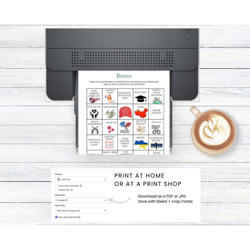 2024 Election Printable Party Games, Presidential Debate Drinking Game