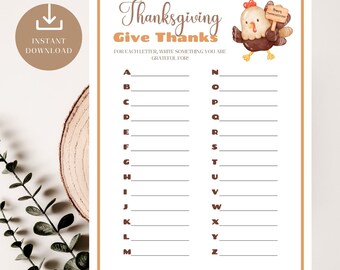 Gratitude Thanksgiving Game for Kids and Adult Parties, Instant Download, Fun Thankful Printable Activity for Office Event, Reflect & Think