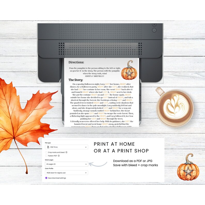 Pass the Pumpkin Game Halloween Printable, Left Right Game Party Games ...