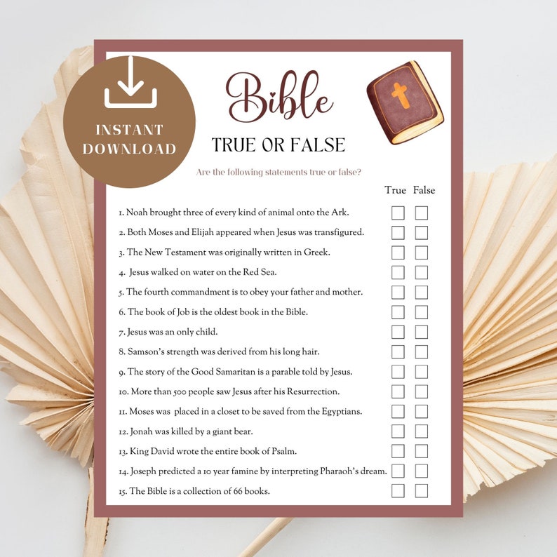 Bible True or False Trivia Game, Fun Sunday School Quiz, Christian ...