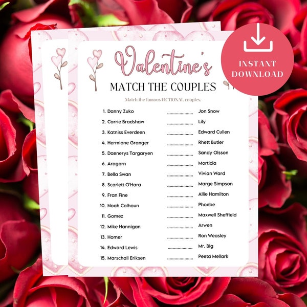 Match the Famous & Fictional Couples, Two Valentine's Day Party Games, DIY Quiz, Test Your Knowledge, Questions Love Couples, Iconic Duos