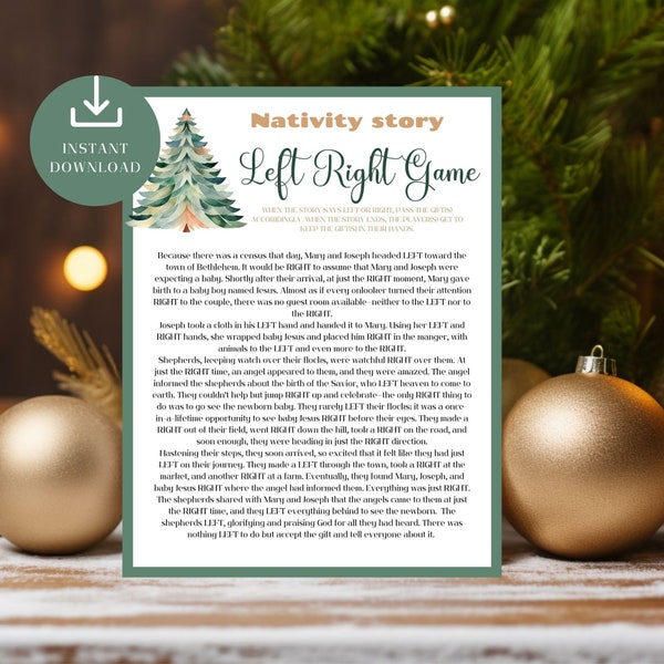 Left Right Nativity Story Christmas Game, Christmas Pass the Game Gift Exchange, Bible Story Christian, Fun Easy Pass the Prize for Youth