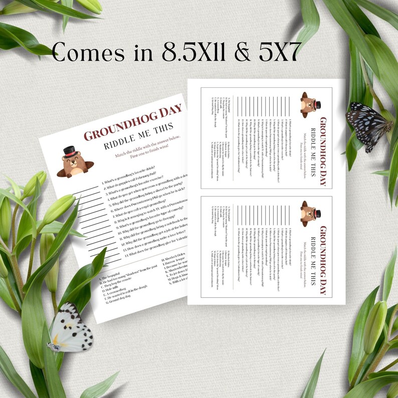 Groundhog Day Riddle Me This, Fun Groundhog Party Game for Kids and ...