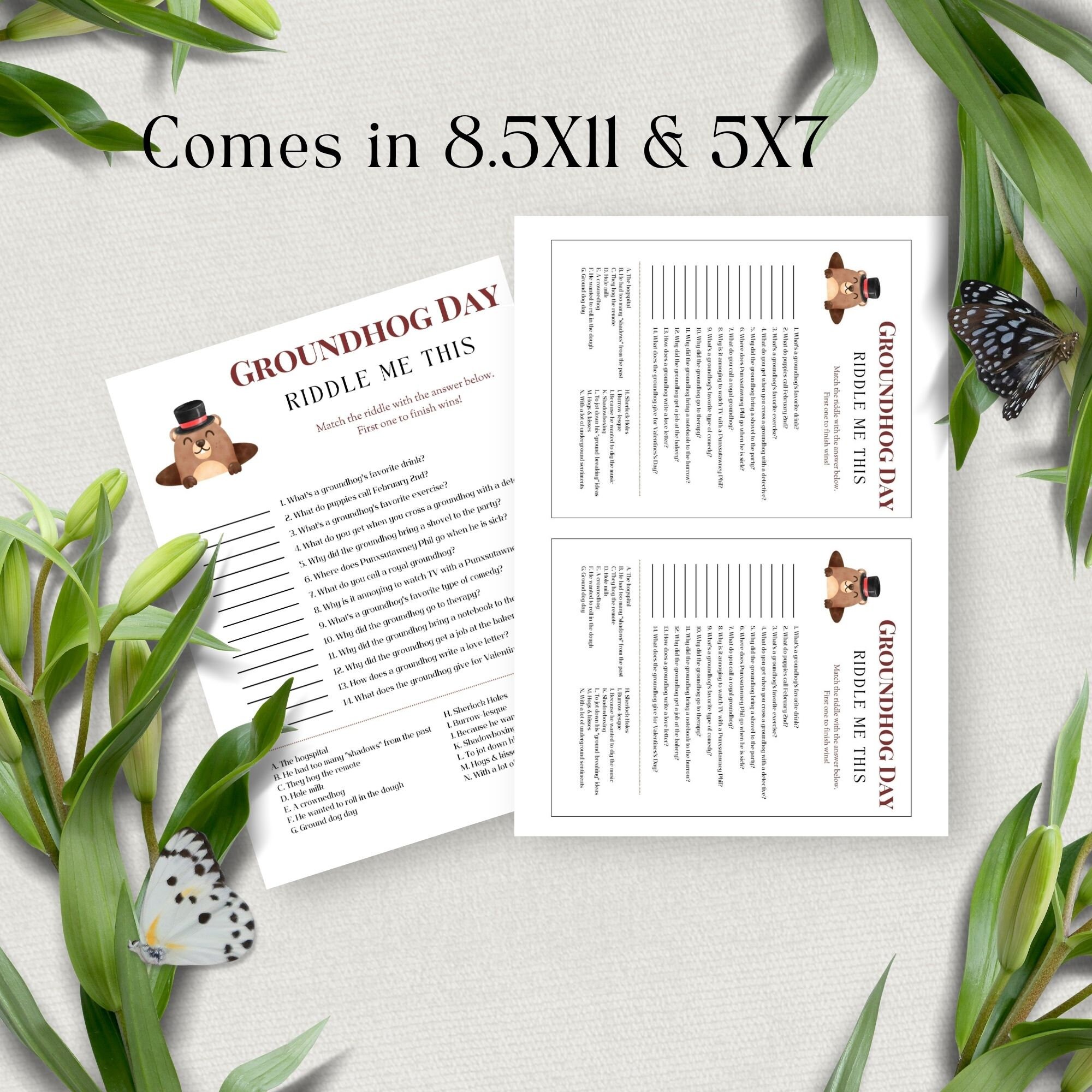 Groundhog Day Riddle Me This, Fun Groundhog Party Game for Kids and ...