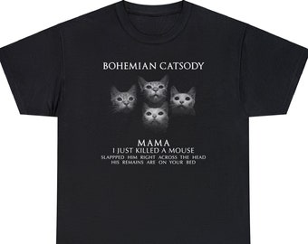 Bohemian Catsody T-Shirt 80 Rock Queen Freddy Katzenliebhaber Geschenk Mann Frau Pullover Langer V-Ausschnitt Taddler Baby