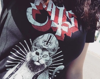 Cats T-shirt Metal Hellfest Wacken -shirt Metal Punk Rock tee cat lover best gift shirt tee Man Woman Sweater Long V-neck Taddler Baby