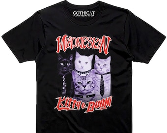 Miaoneskin „Kitty and Good“ T-Shirt Maneskin Rock Eurovision Sanremo Damiano Victoria Ethan Mann Frau Pullover Langer V-Ausschnitt Taddler Baby