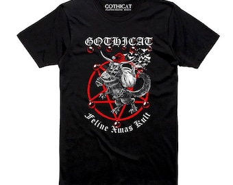 Gothicat feline Christmas Kvlt Tshirt T shirt Tank Long Sleeve Sweater Hoodie Tote Bag Pillow Man Woman cat lover Gothicat