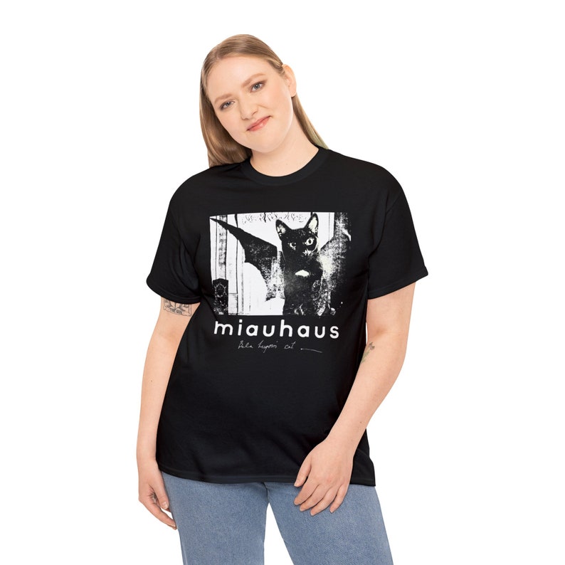 Miauhaus "Bela Lugosi's Cat" Darkwave Goth Postpunk Bauhaus T-Shirt Mann Frau Pullover Langer V-Ausschnitt Taddler Baby Bild 2