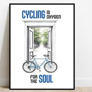 Cycling Quote Art Print | Bicycle Wall Art Poster | Bike Rider Home Office Cafe Wall Decor | Cyclist Sports Gift | Digital Download
