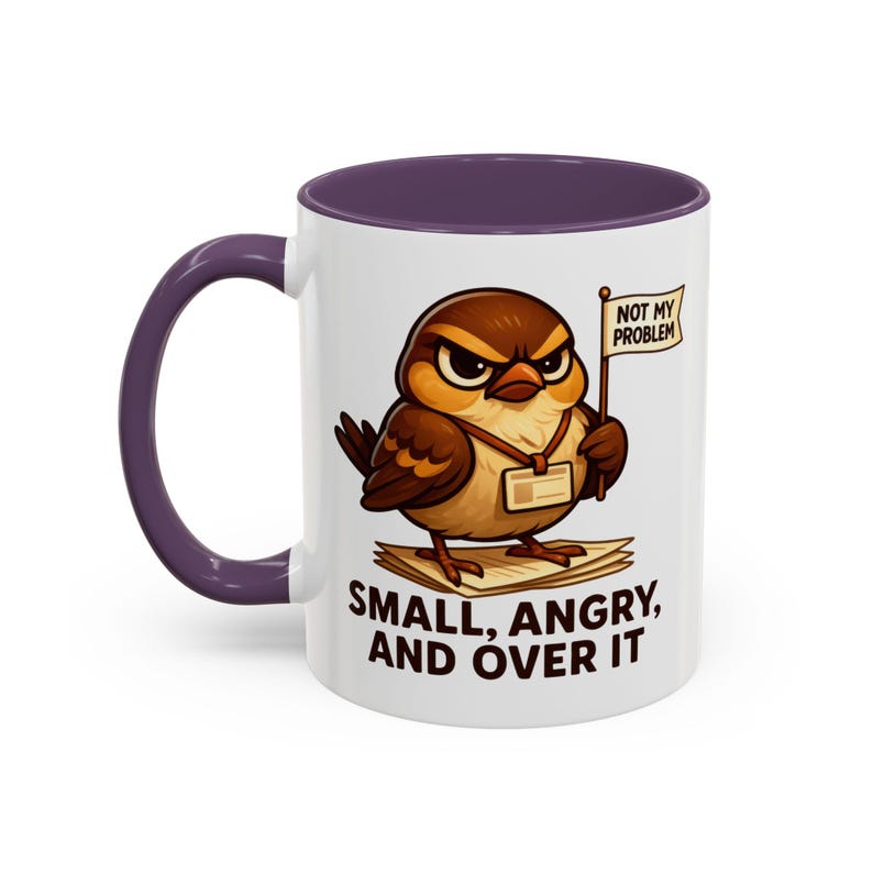 Funny Coworker Mug 11oz, Sarcastic Sparrow Coffee Cup, Small Angry and Over It Mug, Office Humor Gift, Work Desk Mug image 12