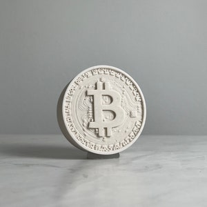 Bitcoin Marble Currency Sculpture Crypto Sculpture, Trader Decoration, Art, Handmade, Trading, Trader Gift image 1