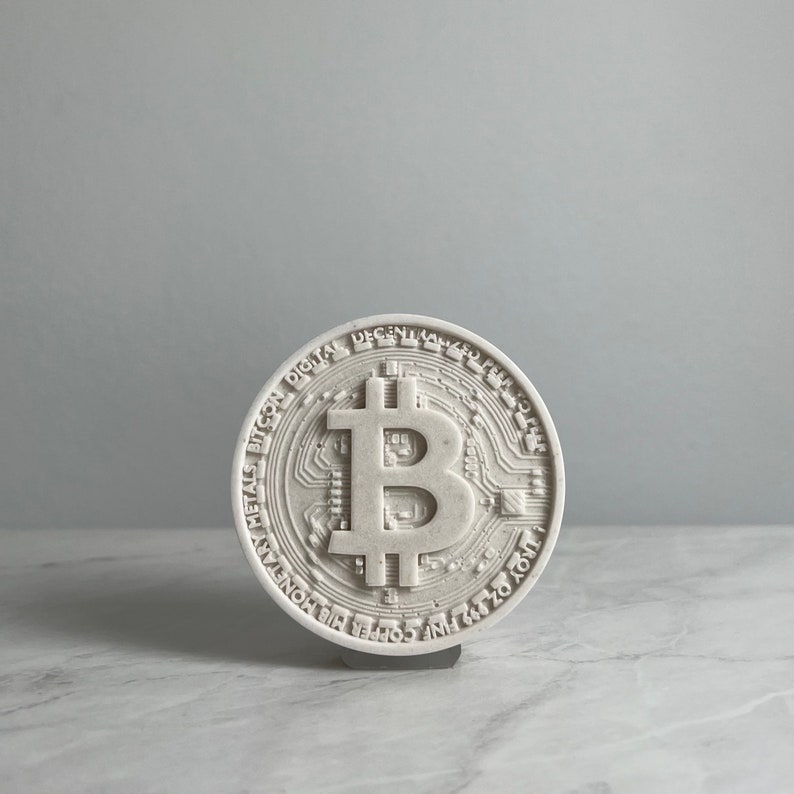 Bitcoin Marble Currency Sculpture Crypto Sculpture, Trader Decoration, Art, Handmade, Trading, Trader Gift image 3