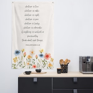 Whatever Is True Philippians 4_8 Bible Verse Tapestry Christian Wall Decor  Banner Print Bible Inspirational Wall Art Scripture Wall Hanging