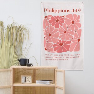 Philippians 4:19 My God will supply every need, Modern Scripture Print, Christian Wall Decor, Christian Wall Decor, Bible Verse Tapestry