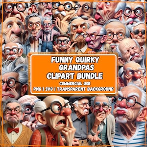 24 lustige schrullige Opas I Clipart I digital I  Sofortdownload I druckbare Clipart I 600 dpi I hochwertige PNG & SVG I Geschenk I süss
