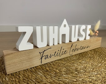 Zuhause | Holzleiste | personalisiert | Raysin | Geschenk zum Einzug | Wunschname