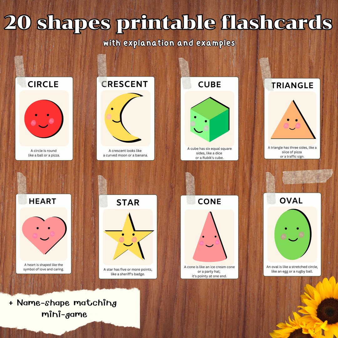 Shapes Printable Flashcards for Kids With Explanations and - Etsy