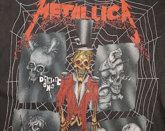 METALLICA DAMAGE Inc Einzigartiges 90er Jahre Vintage style Shirt Original Grafik Tshirt Pushead Design - 60 cm x 48 cm - M Thrash Metal Slayer Shirt