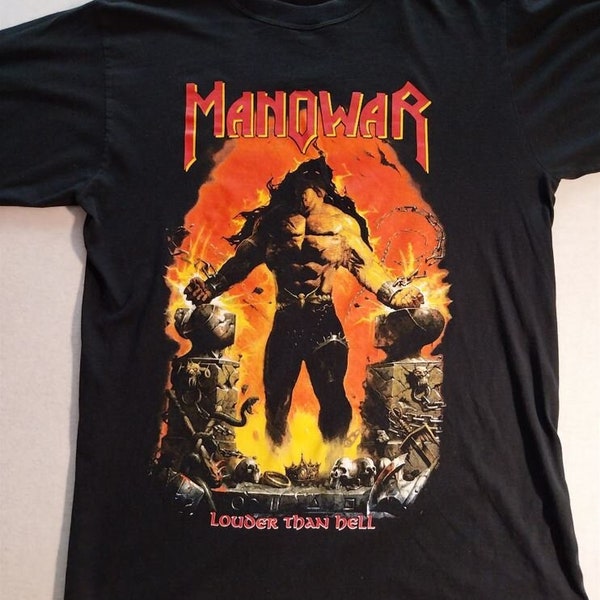 MANOWAR Rare Vintage Louder than Hell shirt from 1996 - 70cm x 48cm - Original Graphic T shirt - M