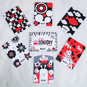 Cartes mémoire Nouveau-né+ Mes premières cartes sensorielles par MMT Play. Plusieurs fois récompensé ! Noir Blanc Rouge Activités ludiques sensorielles. Cartes de développement Temps sur le ventre