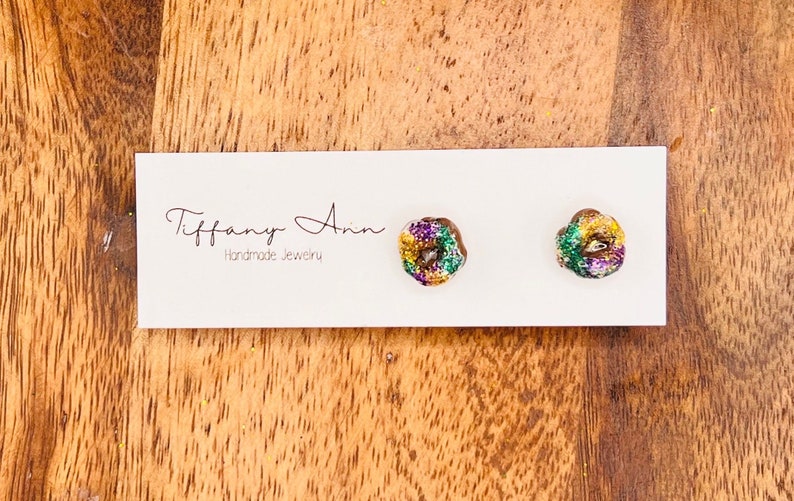 mardi gras clay earrings