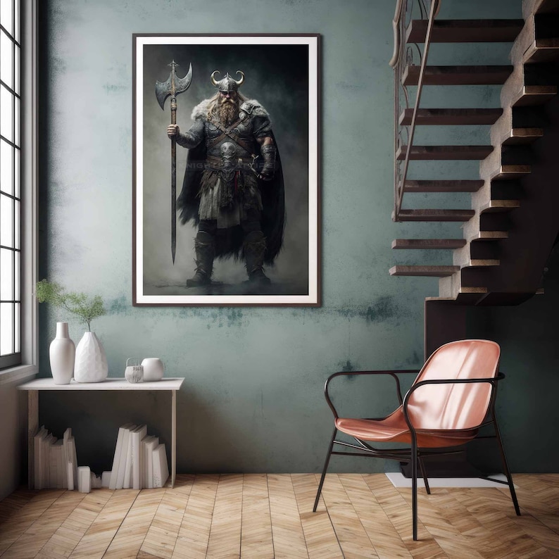 Viking Warrior Wall Art Medieval Downloadable Digital Art Etsy