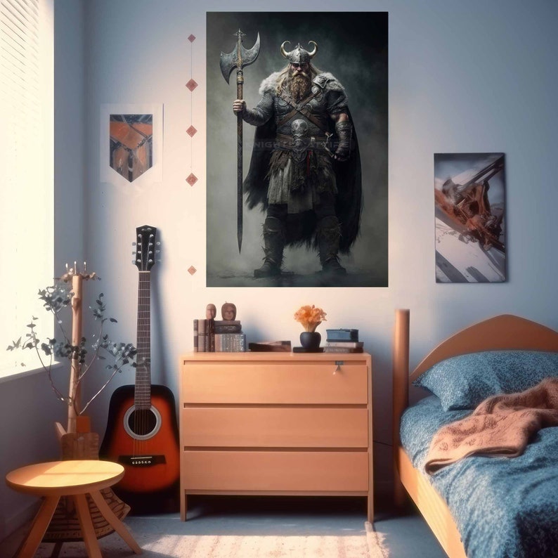 Viking Warrior Wall Art Medieval Downloadable Digital Art Etsy