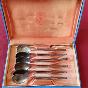 vintage spoons, a set of 6 spoons, teaspoons,cupronickel spoons