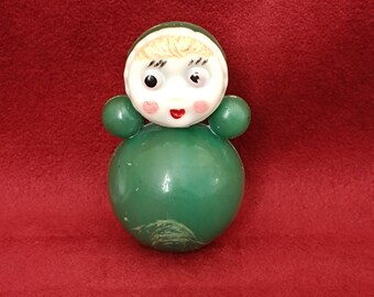 Russische Vintage Roly Poly Puppe, Plastikpuppe, Nevaljaschka, Vintage Roly Poly Spielzeug, Puppe, hergestellt in der USSR,