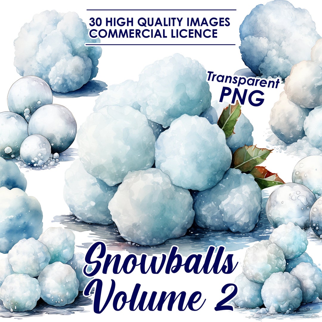 Snowballs Clipart Bundle, 30 High Quality Watercolor Cliparts