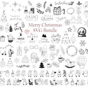 200 Christmas Svg Bundle | Merry Christmas Svg | Christmas Ornaments | holiday svg | Santa svg | Christmas shirt svg | Svg files for cricut