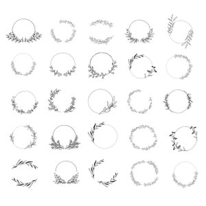 110 Wreath Svg Bundle Floral Wreath Bundle Laurel wreath svg Flower svg floral svg Circle frame svg Flower wreath svg png image 3