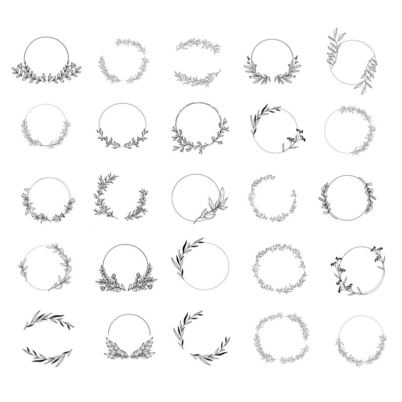 110 Wreath Svg Bundle Floral Wreath Bundle Laurel wreath svg Flower svg floral svg Circle frame svg Flower wreath svg png image 3