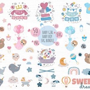 Pacote de chá de bebê SVG PNG, pacote Svg de bebê, pacote Svg de chá de bebê, pacote Svg para recém-nascidos, pegadas de bebê, arquivos Svg para máquina de corte