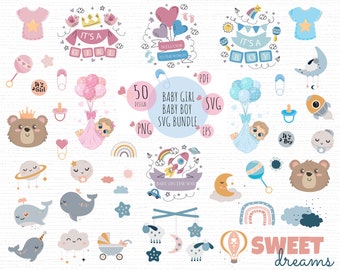 Baby Shower Bundle SVG PNG, Baby Svg Bundle, Baby Shower Svg, Newborn Svg Bundle, Baby Footprints, Svg Files for cutting machine