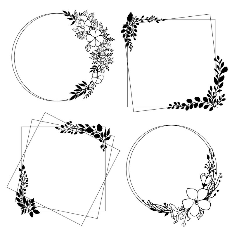 110 Wreath Svg Bundle Floral Wreath Bundle Laurel wreath svg Flower svg floral svg Circle frame svg Flower wreath svg png image 5