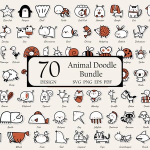 Animal Doodle Svg Bundle / Animal Svg / Doodle Svg / Safari animal svg / lindo animal svg / animal de granja svg / Animal clipart / png