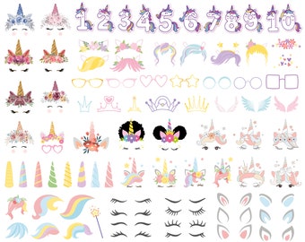 Unicorn Face SVG Files for Cricut (225 PNG)